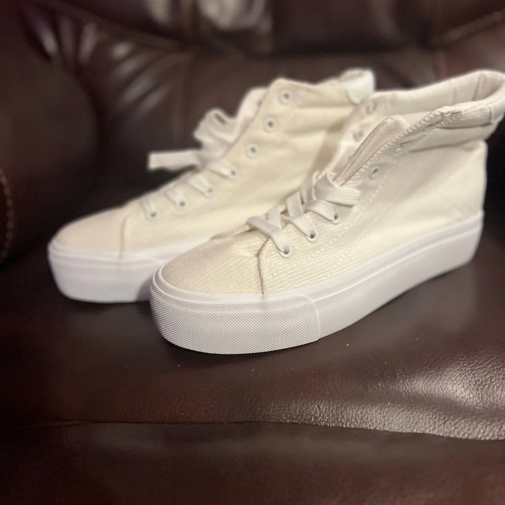 Unisex Corduroy High Top Sneakers,Lace up Platform Shoes, Size:‎ 11Women/9Men